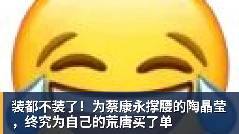 装都不装了!为蔡康永撑腰的陶晶莹,终究为自己的荒唐买了单